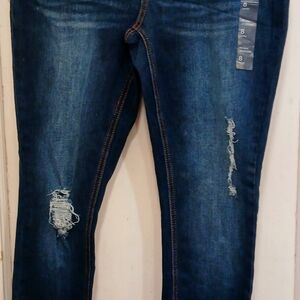 Rue21 Womens Regular Size 8 Blue Denim Mid Rise Jeggings Distressed Casual